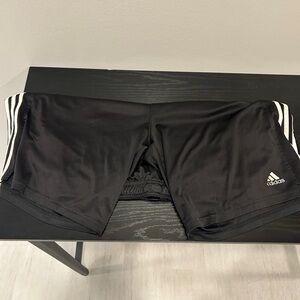 Adidas Black Shorts with White Stripes